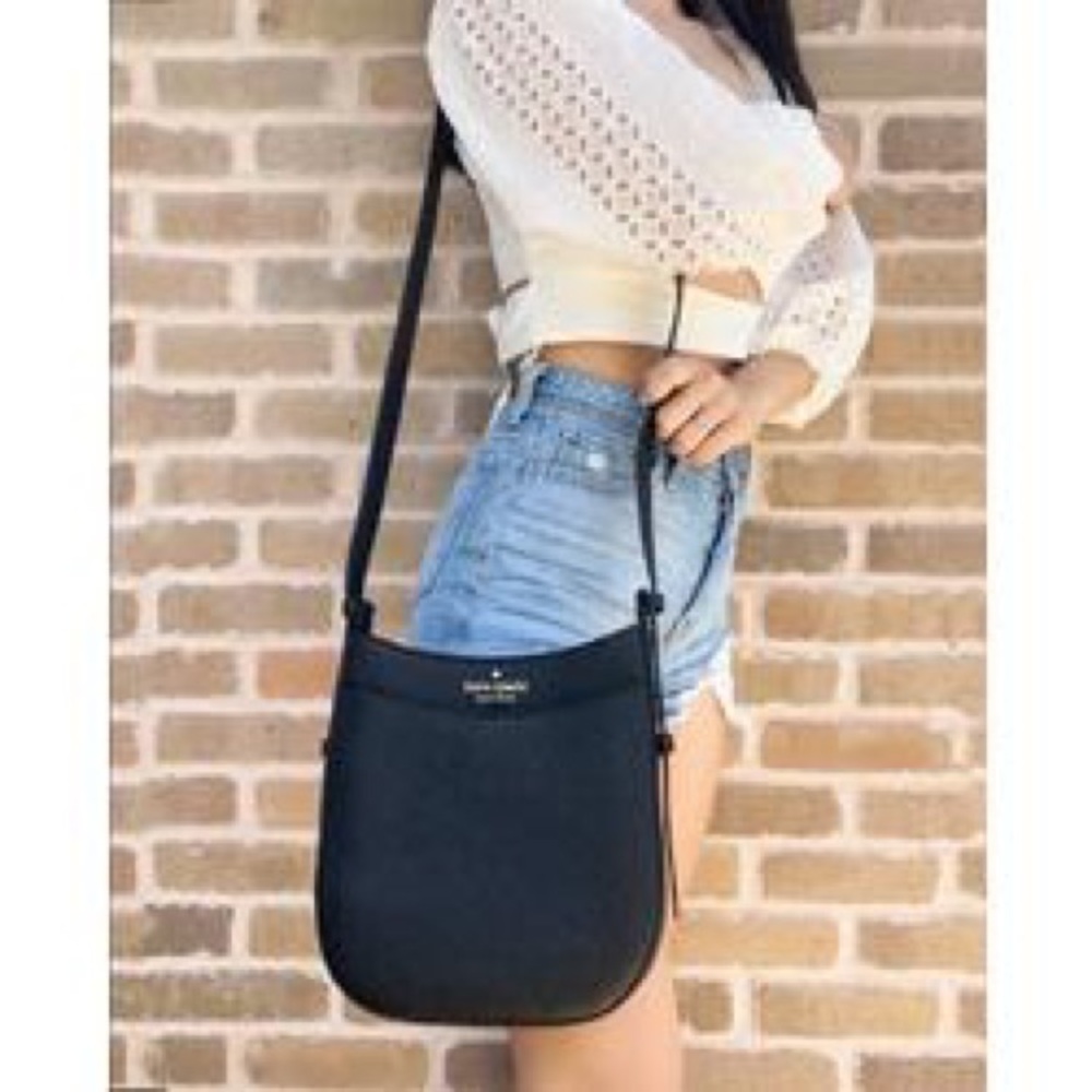 Kate Spade Leila North South Top Zip Crossbody Black Leather - Picture 2 of 8
